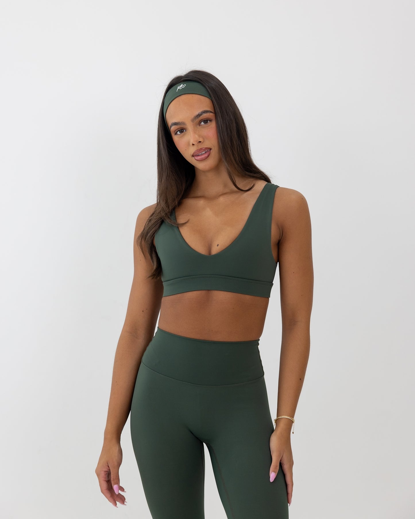 V-neck sports bra - pine