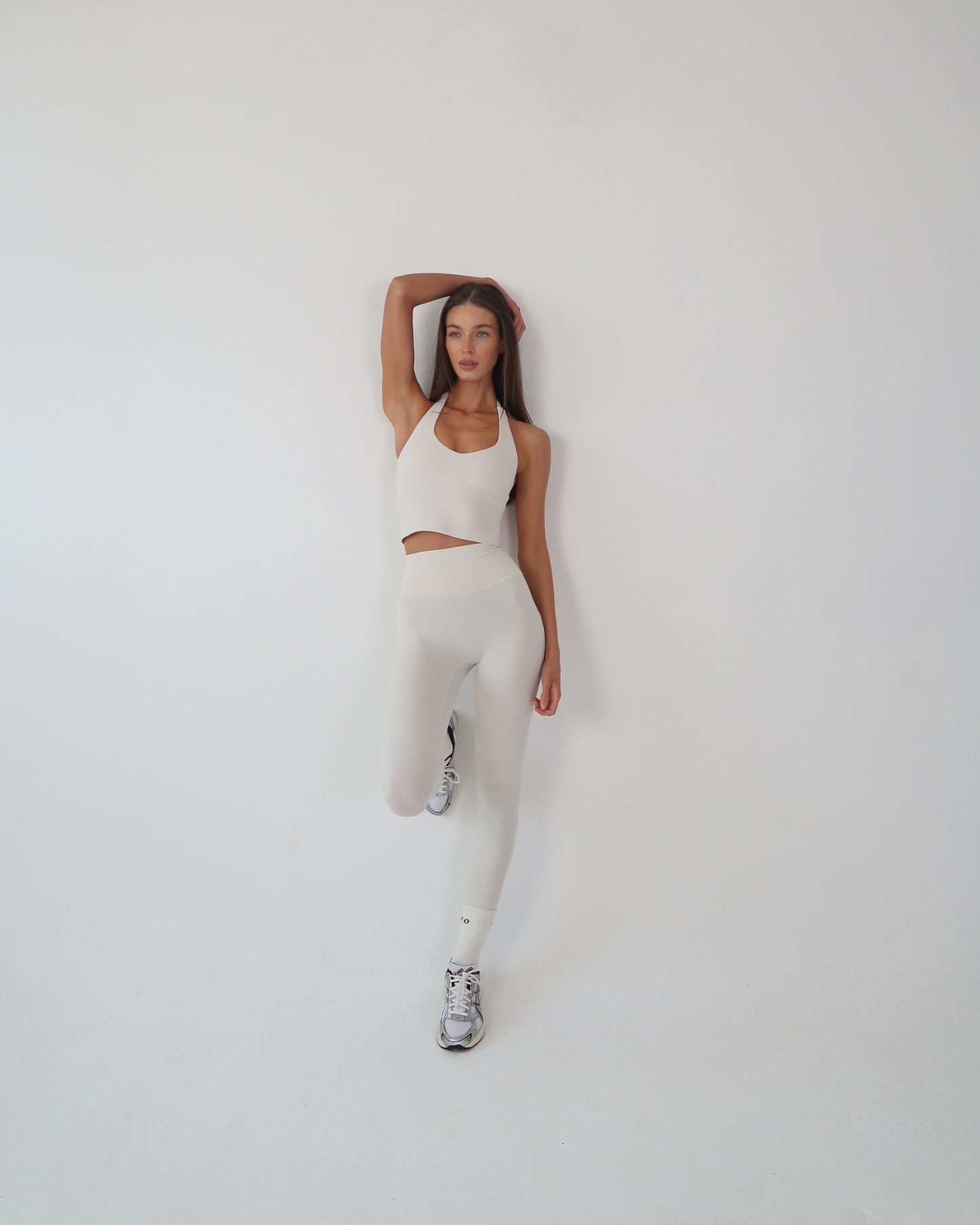 Halter neck sports bra - Blanc