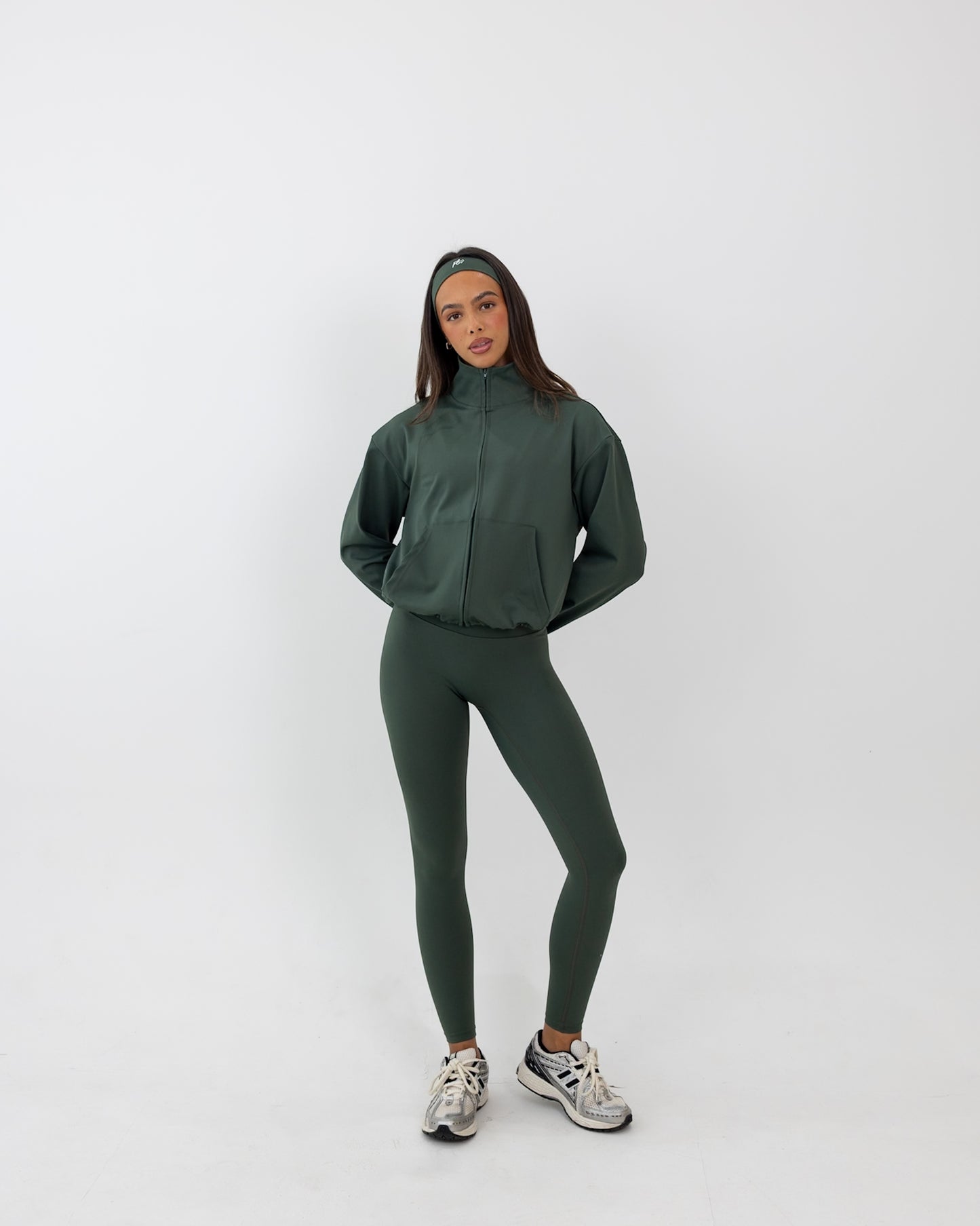Essential full-zip funnel jacket - pine