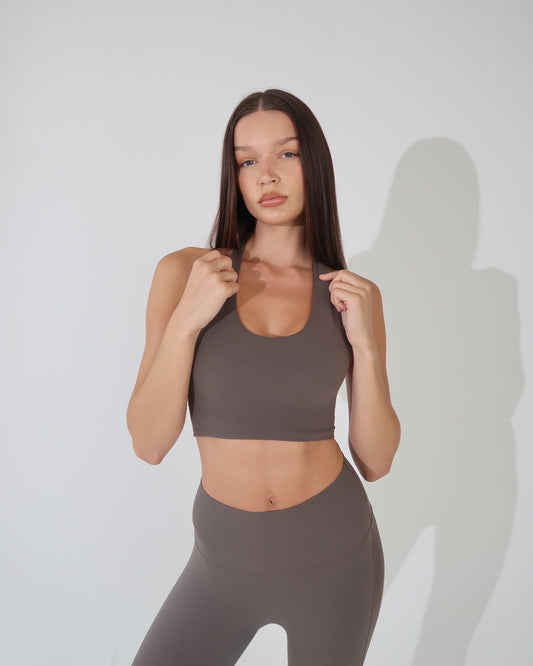 Halter neck sports bra - Smoke