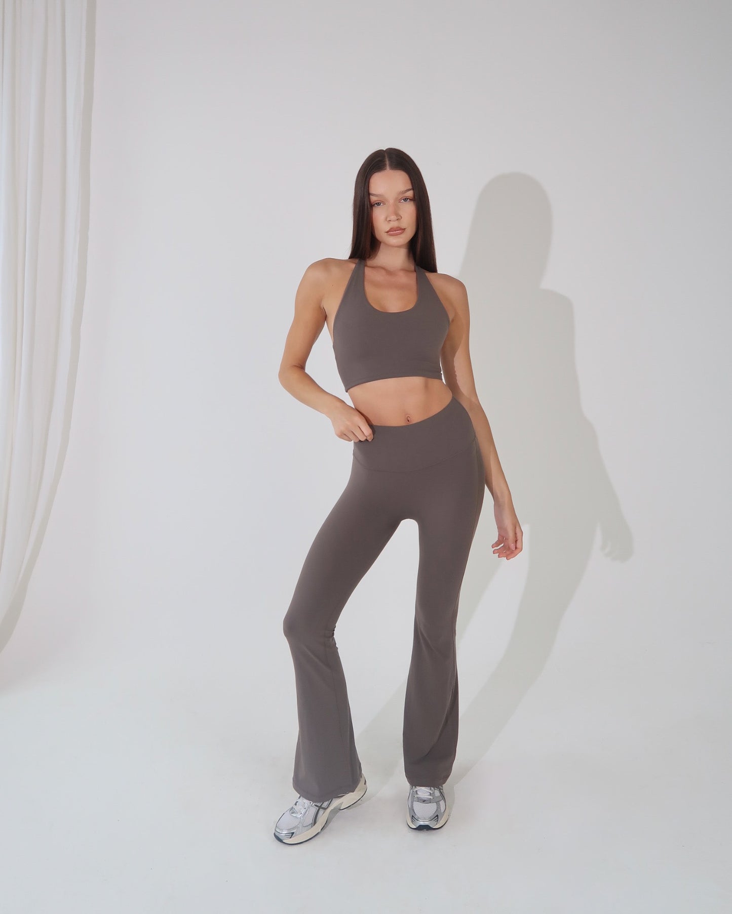 Halter neck sports bra - Smoke