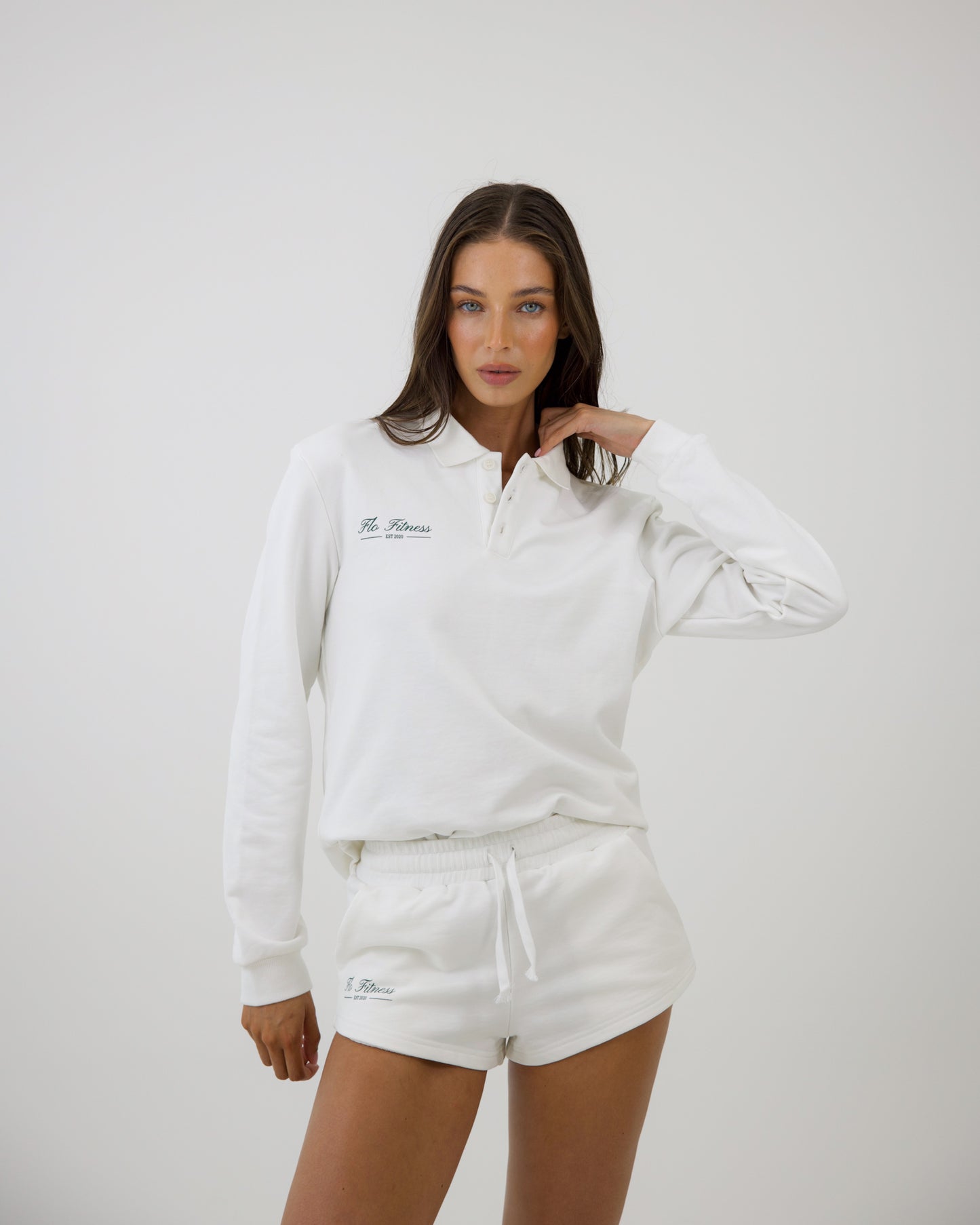 Collared sweatshirt - white/green
