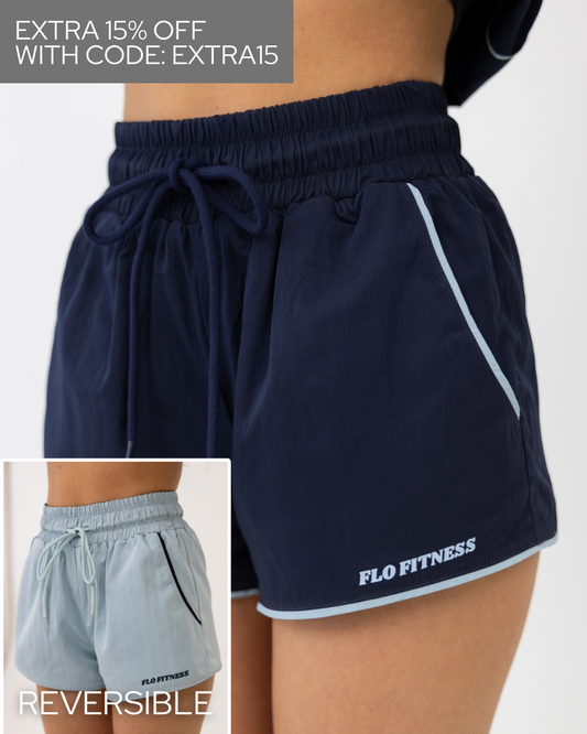 Reversible track shorts - blue/navy