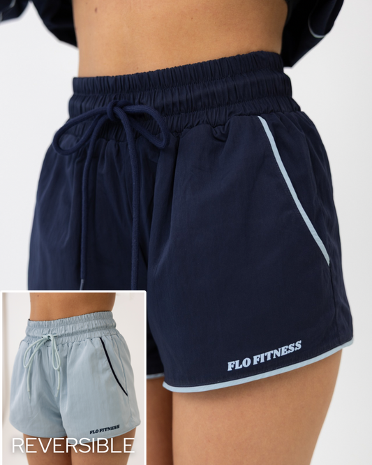 Reversible track shorts - blue/navy