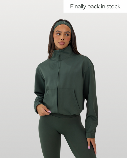 Essential full-zip funnel jacket - pine