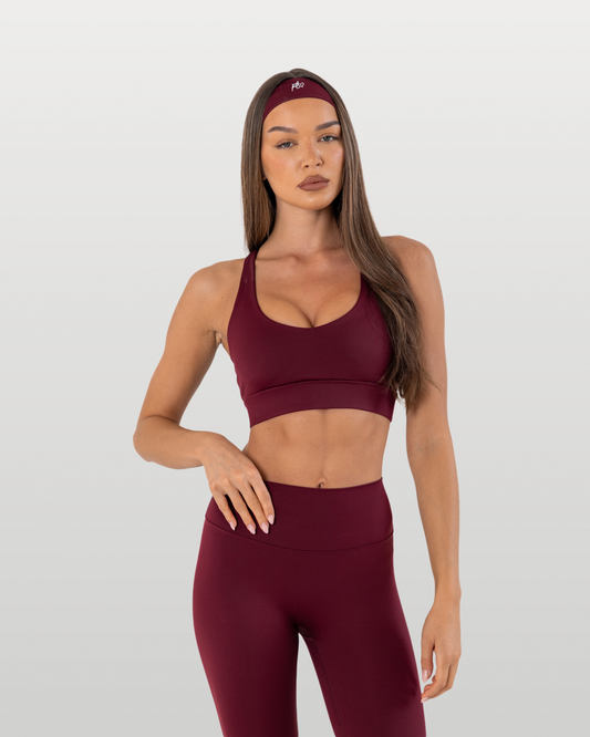 Racerback sports bra - dark cherry