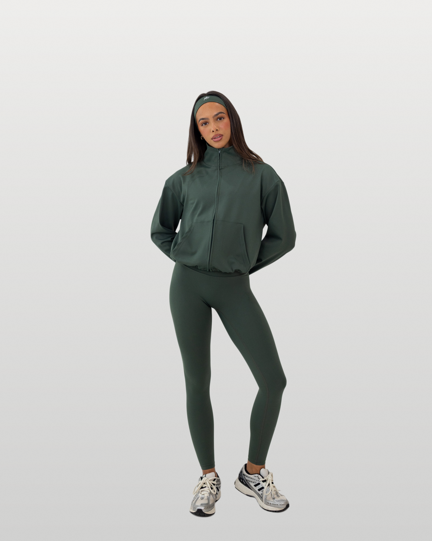 Essential full-zip funnel jacket - pine