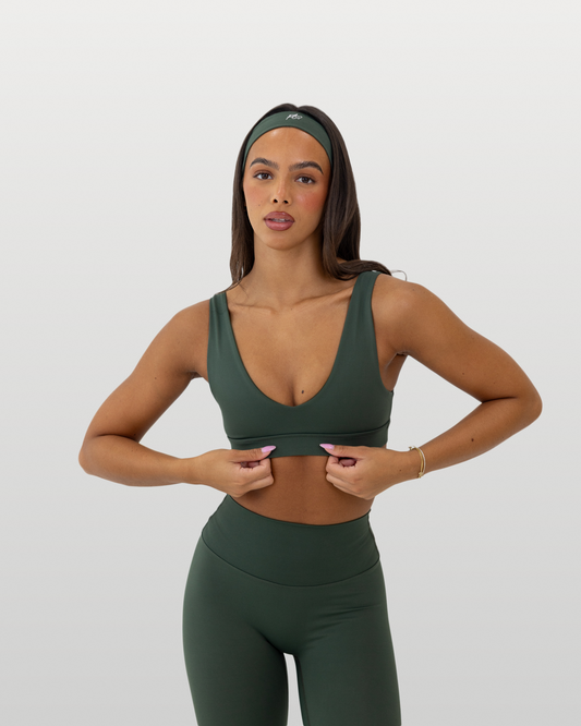 V-neck sports bra - pine