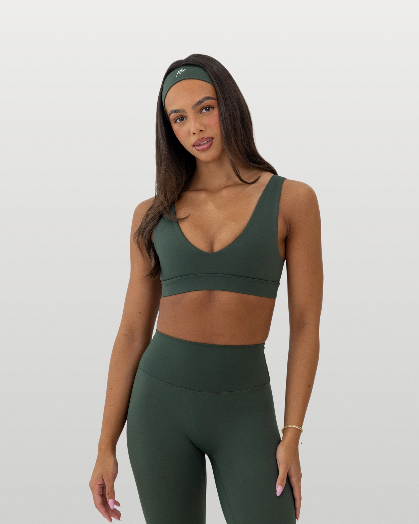 V-neck sports bra - pine