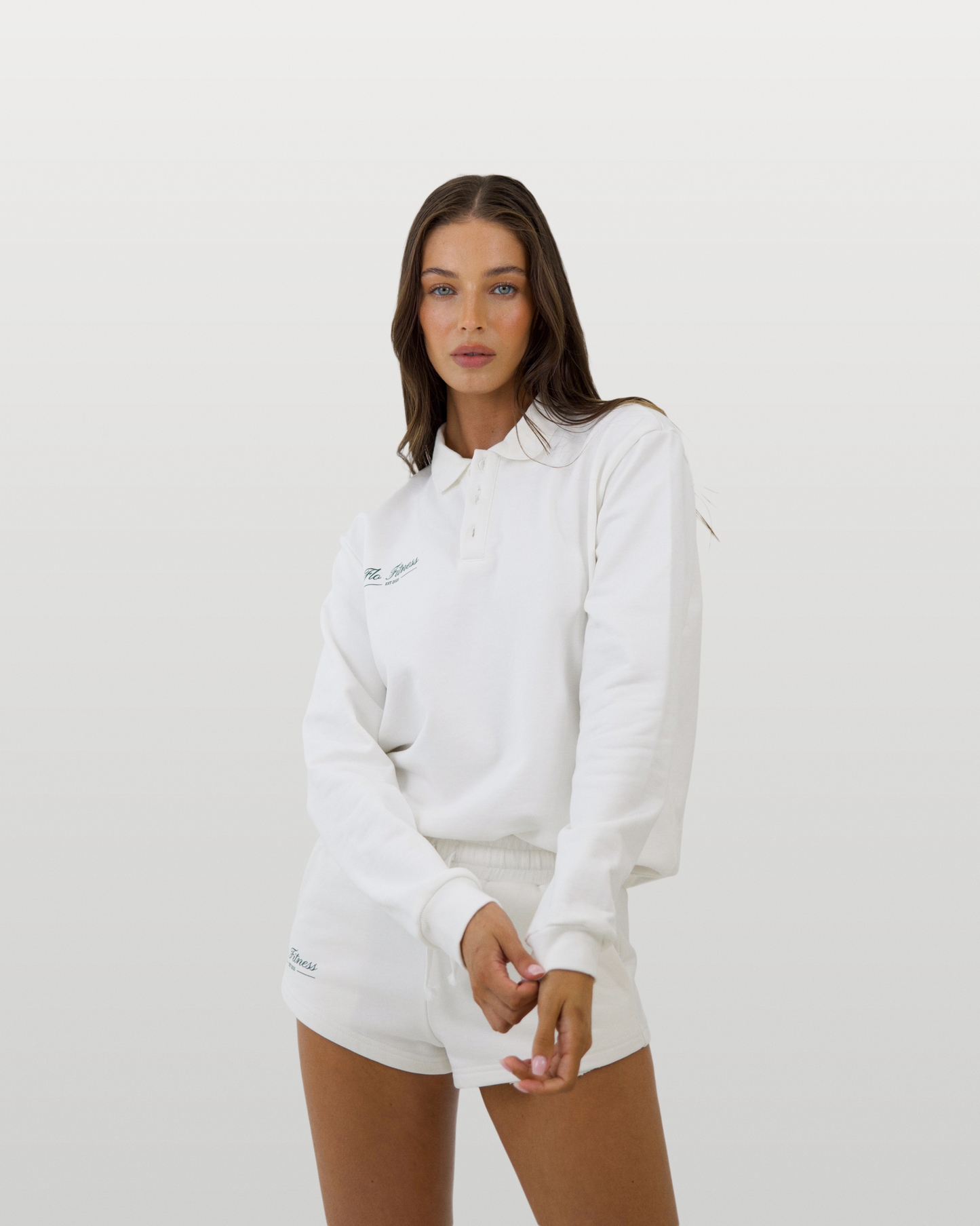 White Sweatshirt Short Set