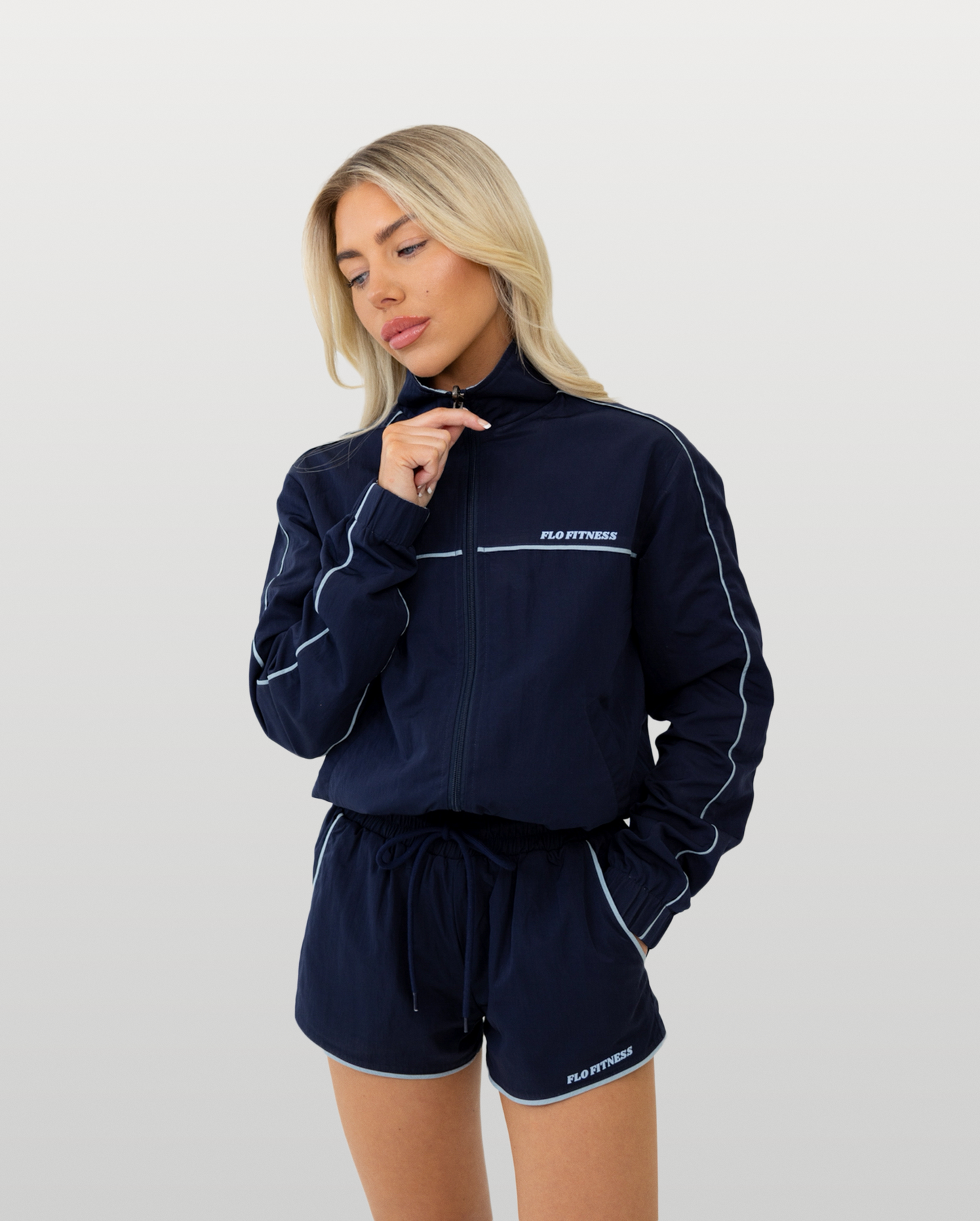 Reversible track jacket (defect logo) - blue/navy