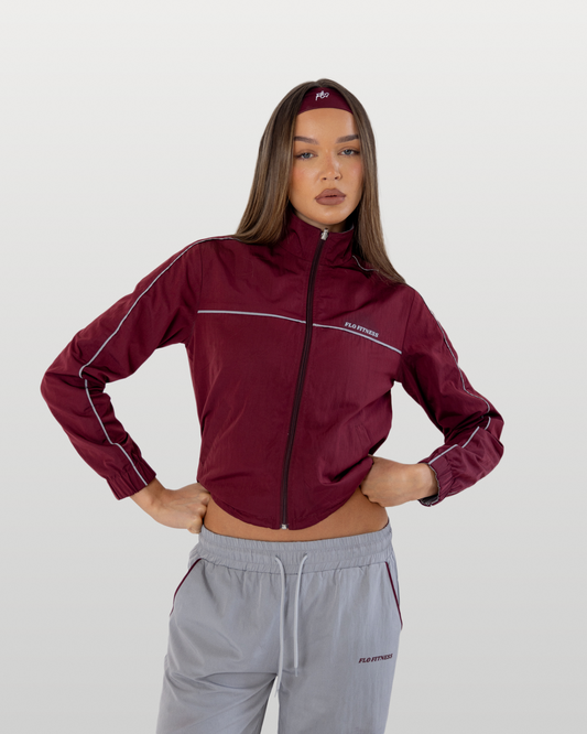 Reversible track jacket - dark cherry/grey