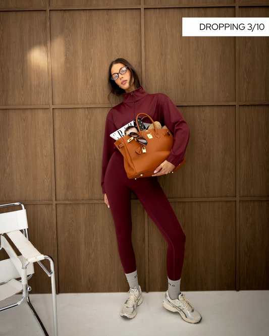 Essential full-zip funnel jacket - dark cherry