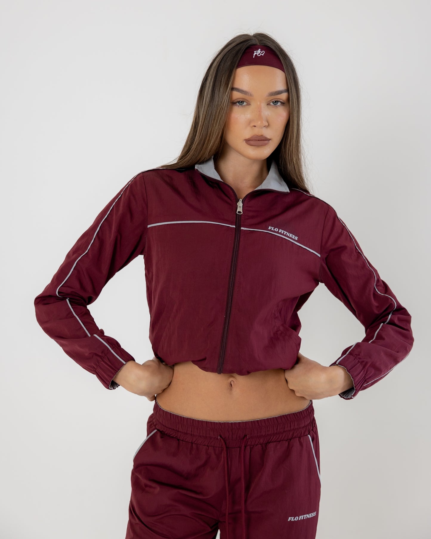 Reversible track jacket - burgundy/grey