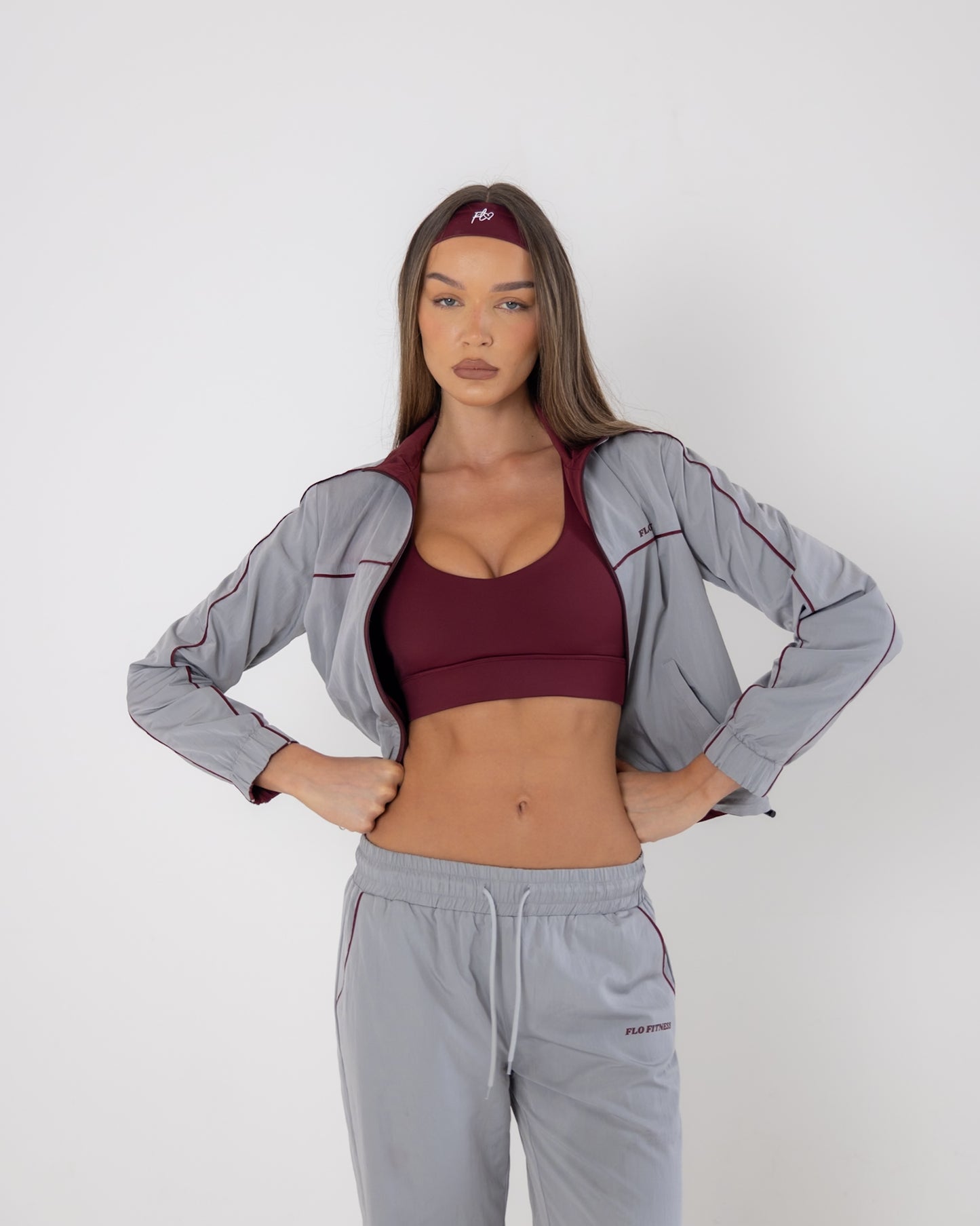 Reversible track jacket - burgundy/grey