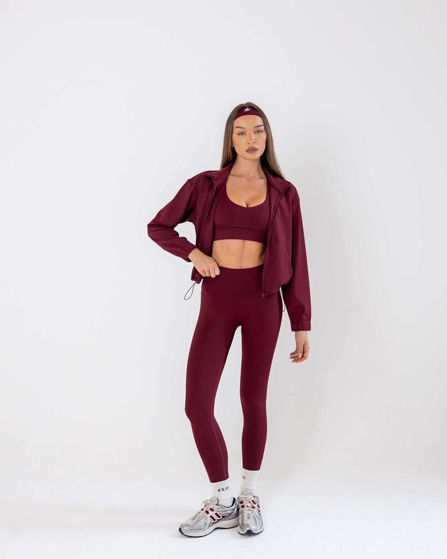 Essential full-zip funnel jacket - dark cherry