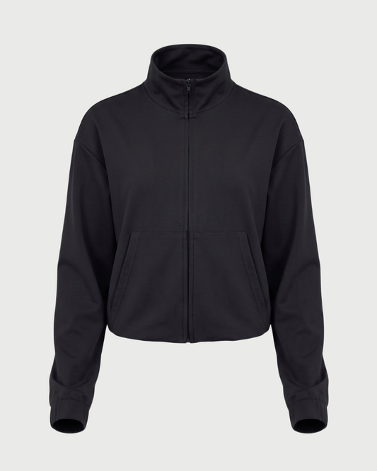 Essential full-zip funnel jacket - black