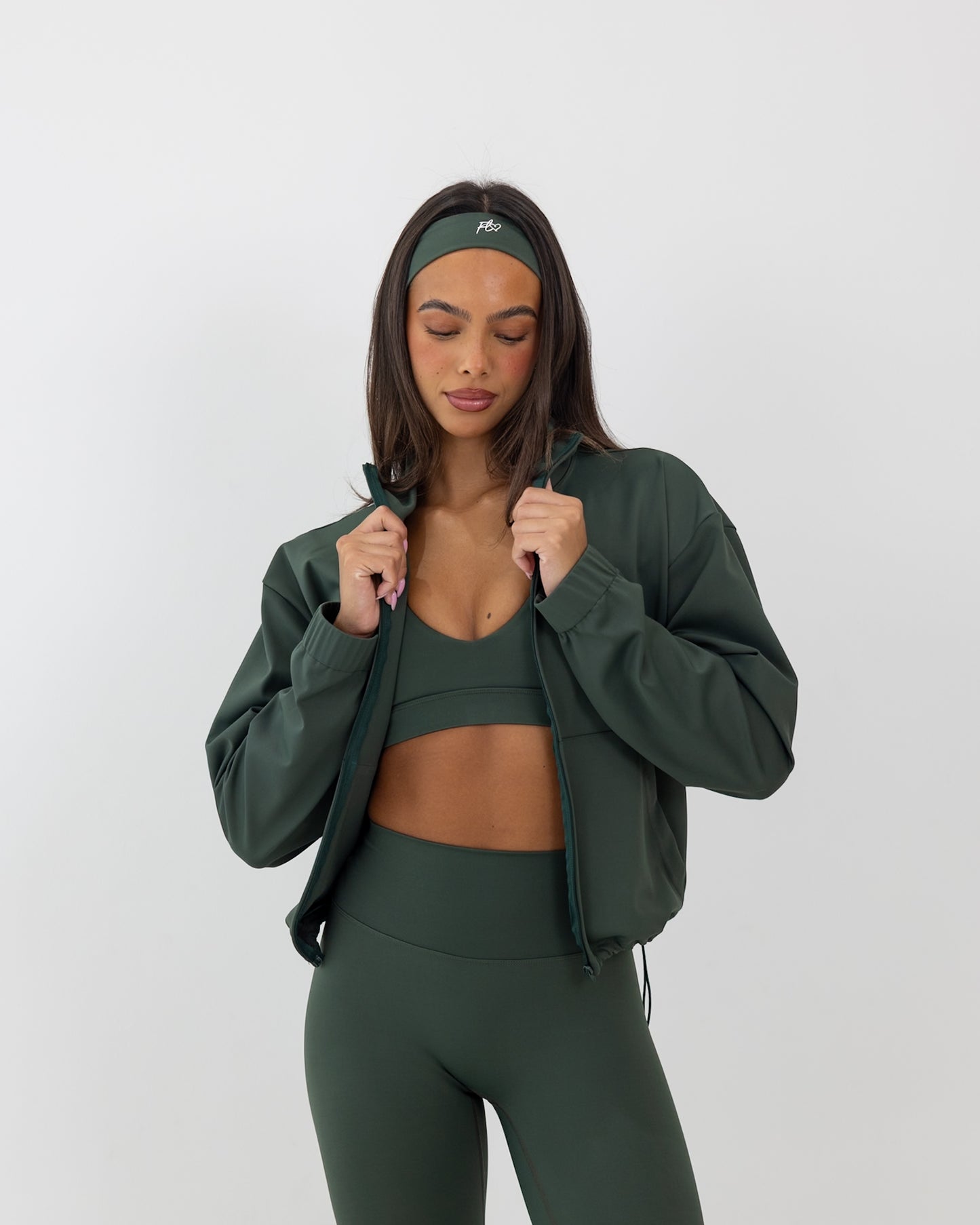 Essential full-zip funnel jacket - pine