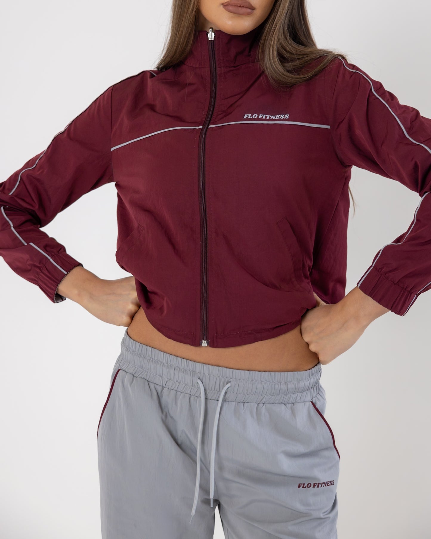 Reversible track jacket - burgundy/grey