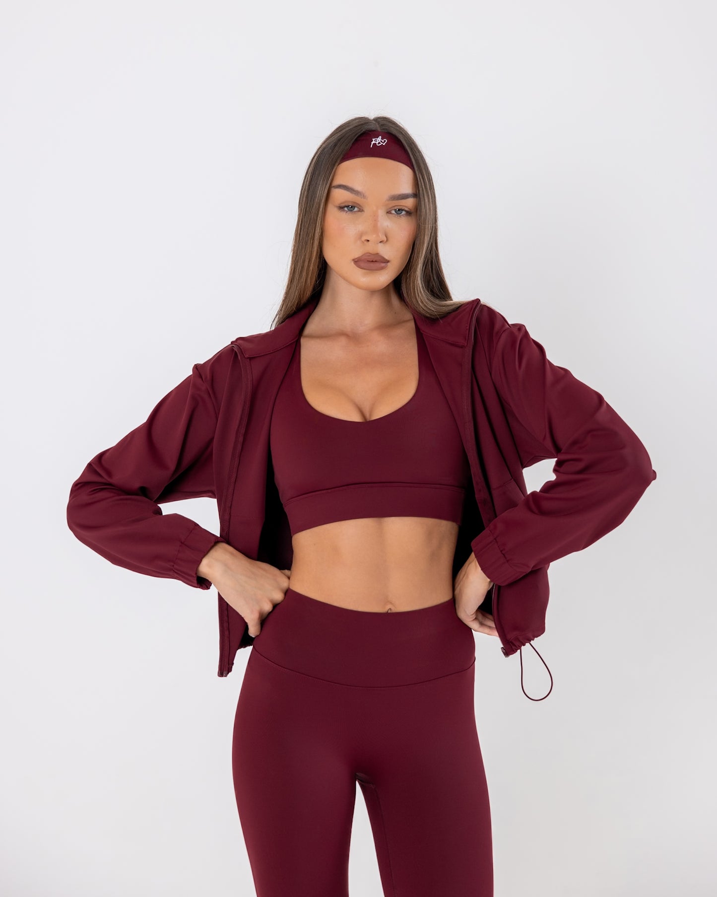 Essential full-zip funnel jacket - dark cherry