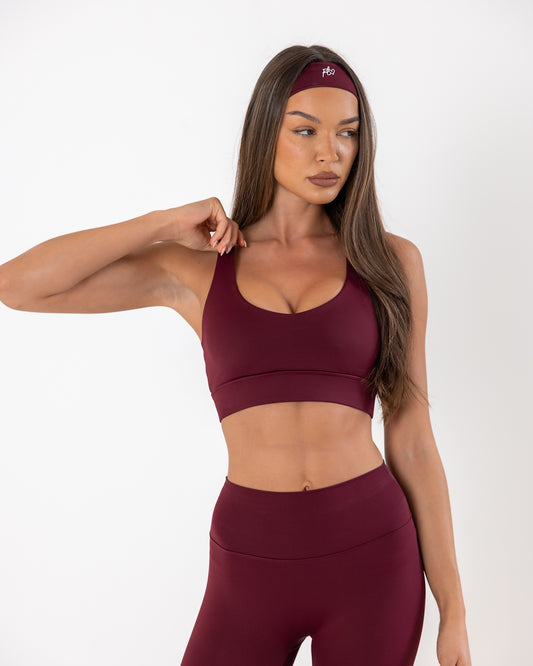 Racerback sports bra - dark cherry