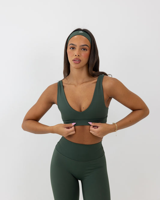 V-neck sports bra - pine