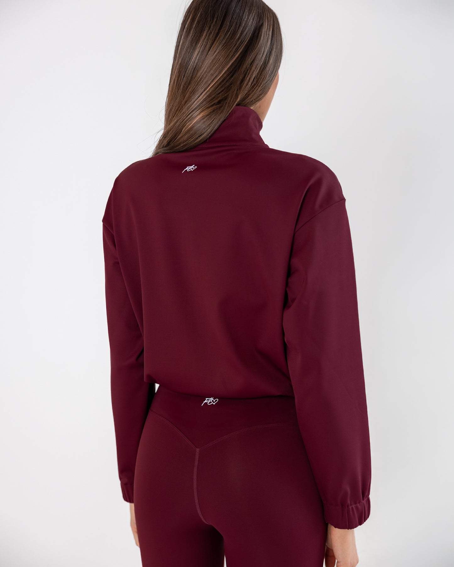 Essential full-zip funnel jacket - dark cherry