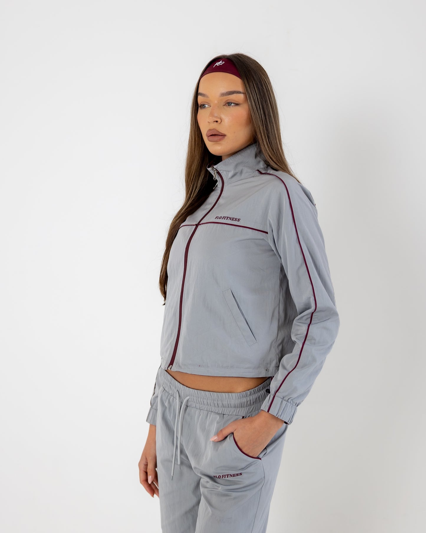Reversible track jacket - burgundy/grey