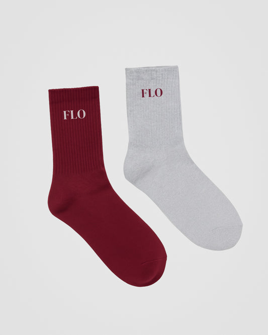 2 pack socks - burgundy/grey