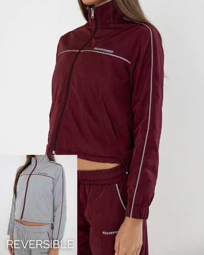 Reversible track jacket - burgundy/grey