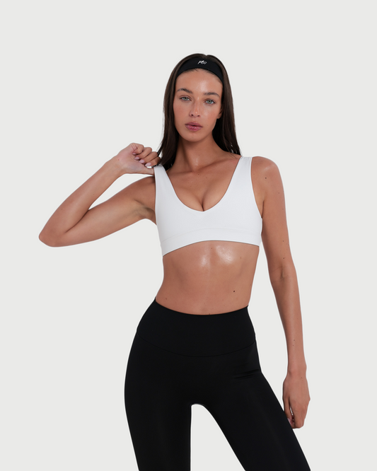 V-neck sports bra - white