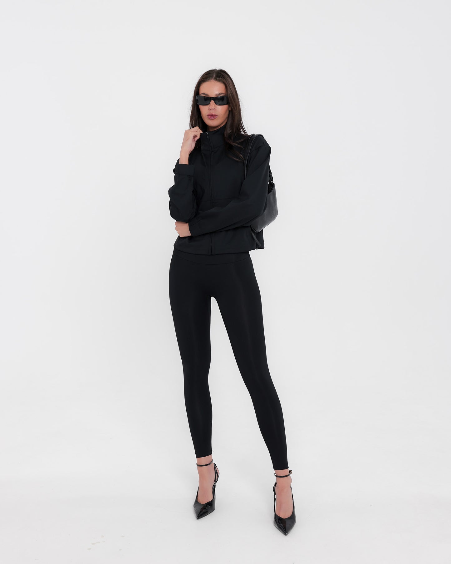 Essential full-zip funnel jacket - black
