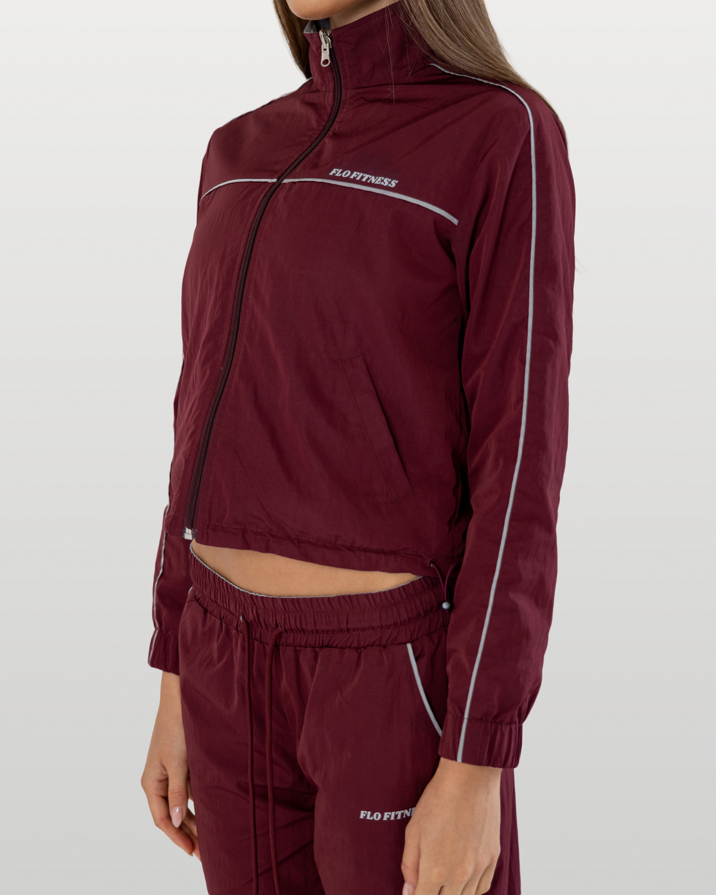 Reversible track jacket - dark cherry/grey