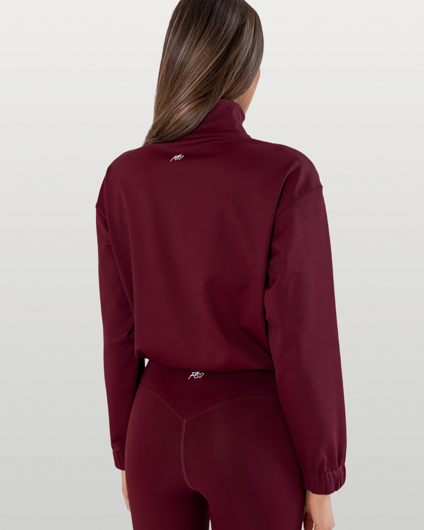 Essential full-zip funnel jacket - dark cherry