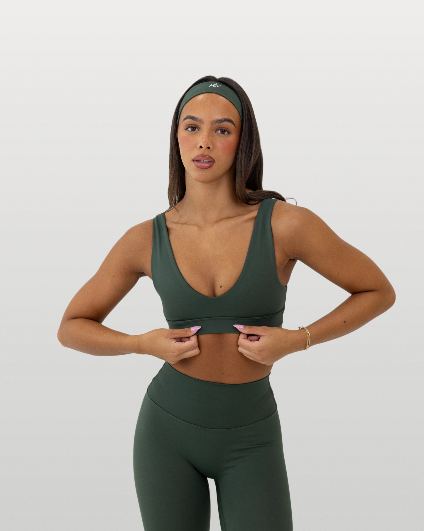 V-neck sports bra - pine