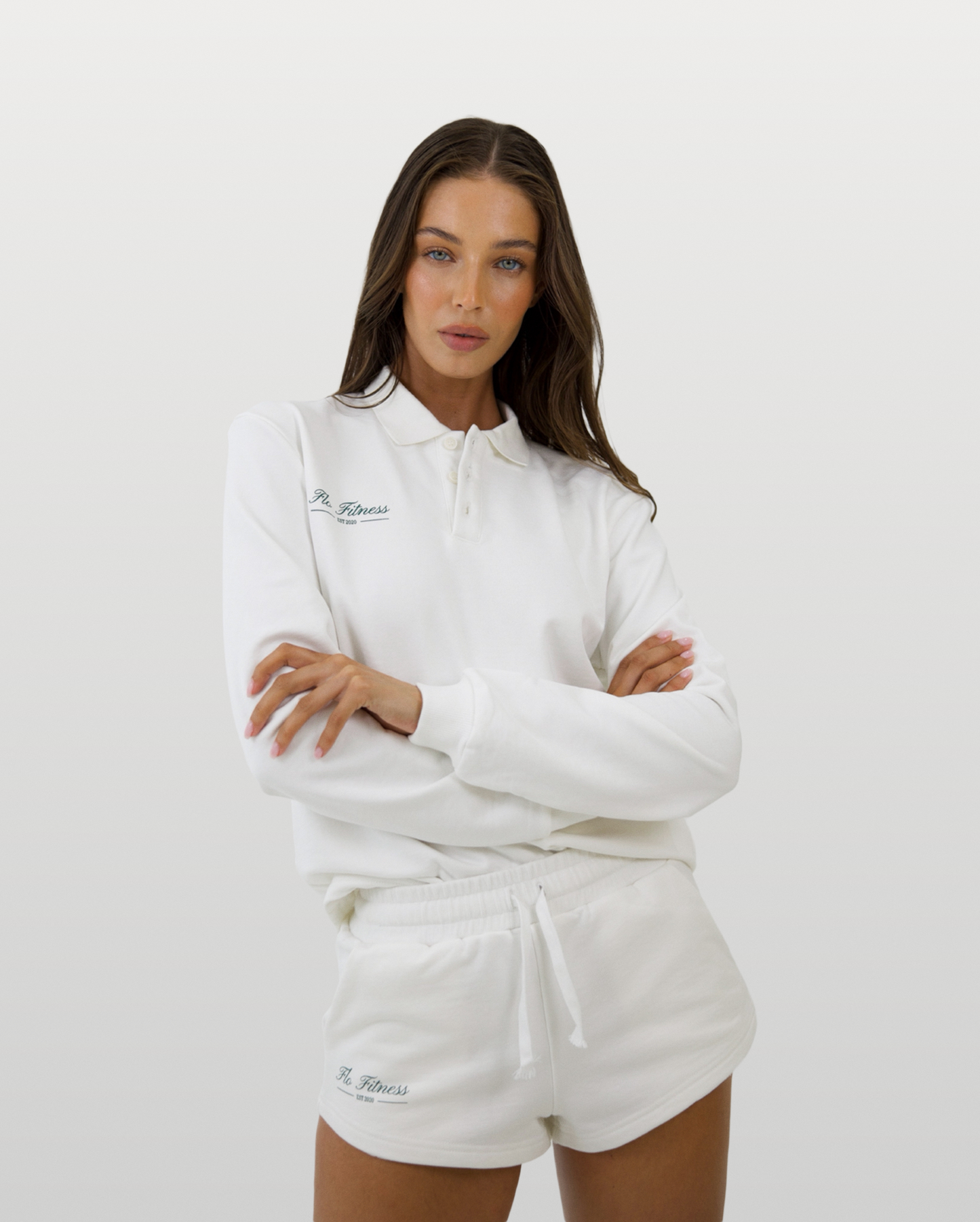 White Sweatshirt Short Set