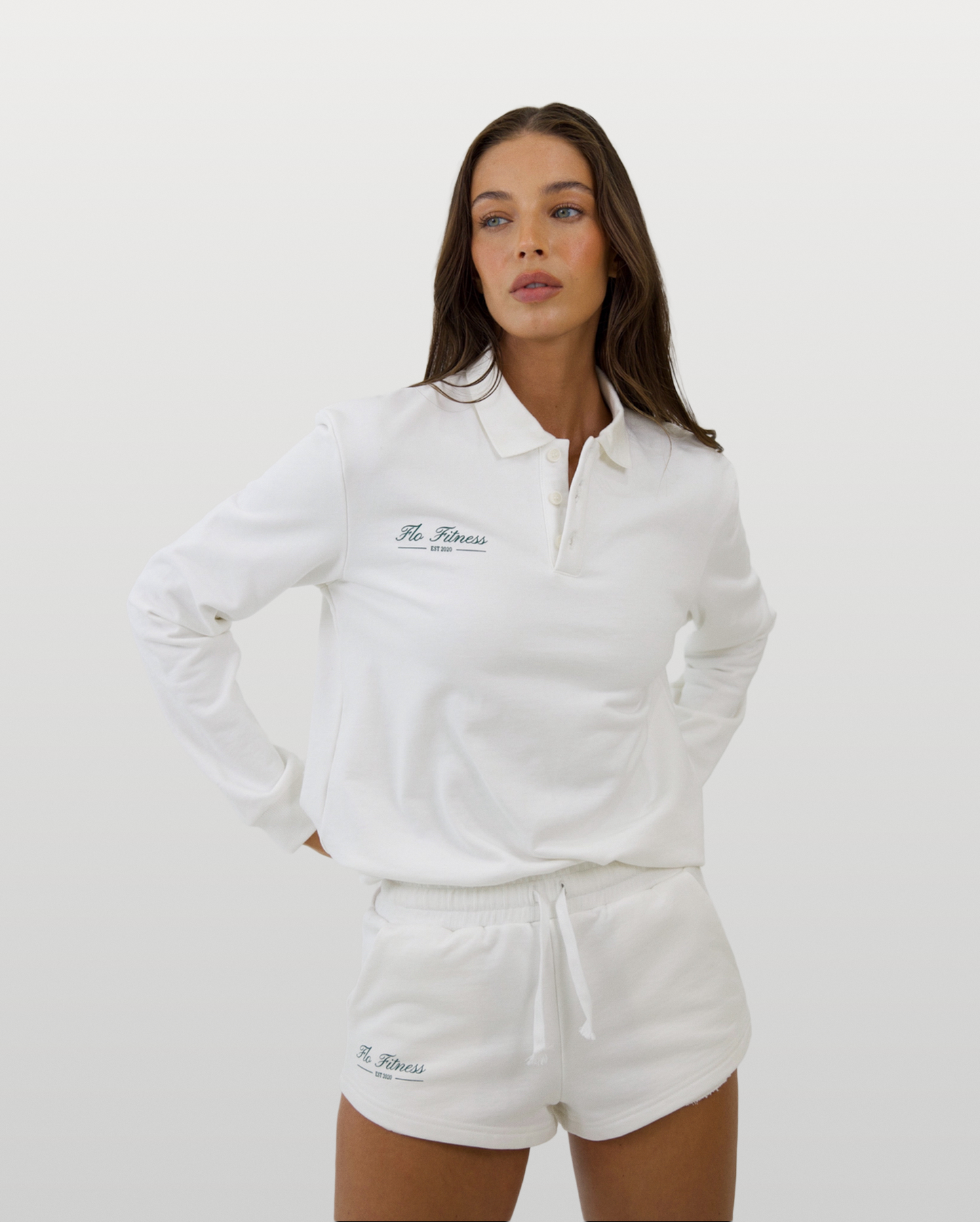 Collared sweatshirt - white/green