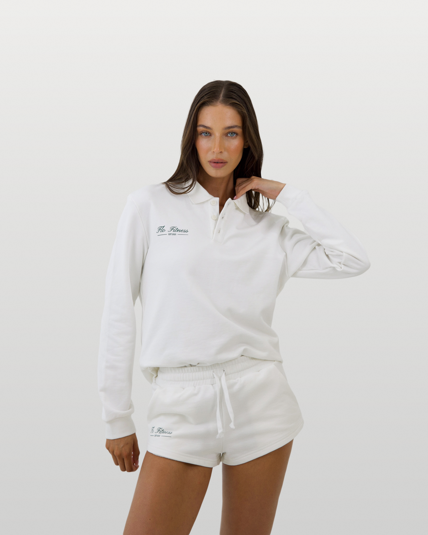 Collared sweatshirt - white/green