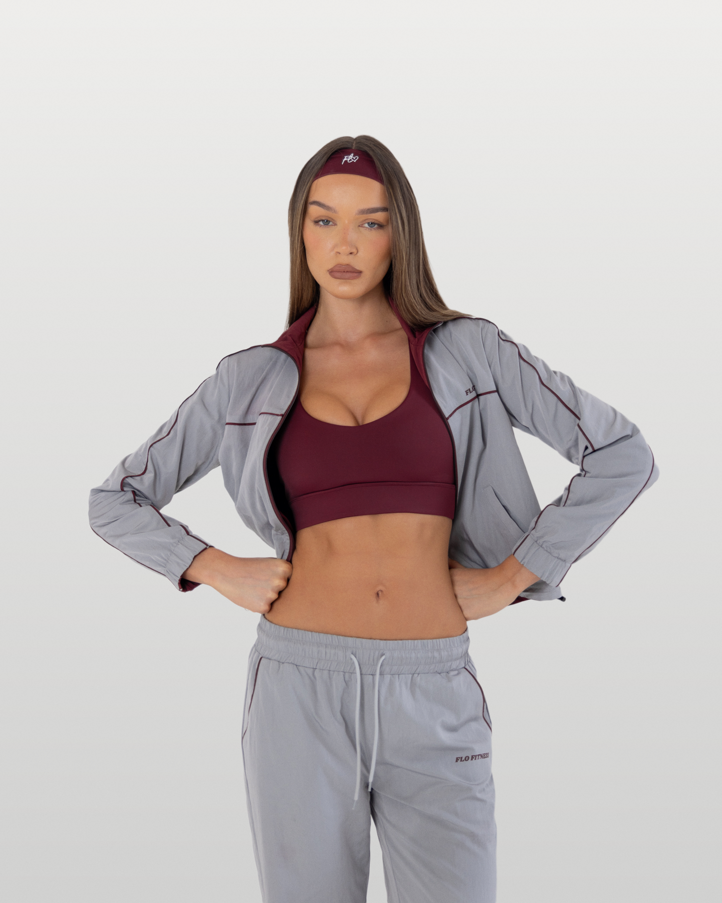 Reversible track jacket - dark cherry/grey