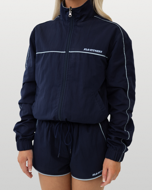 Reversible track jacket (defect logo) - blue/navy