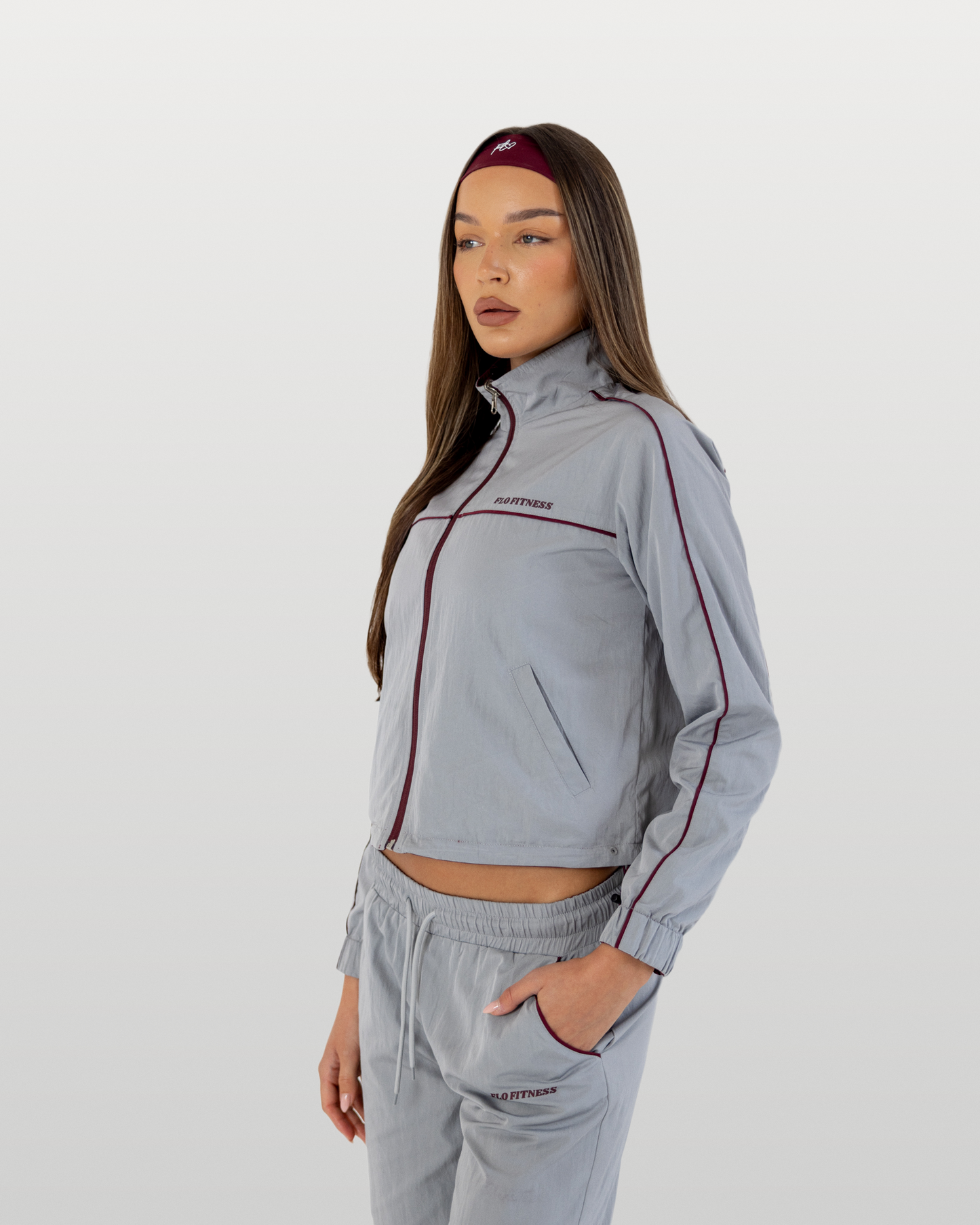 Reversible track jacket - dark cherry/grey