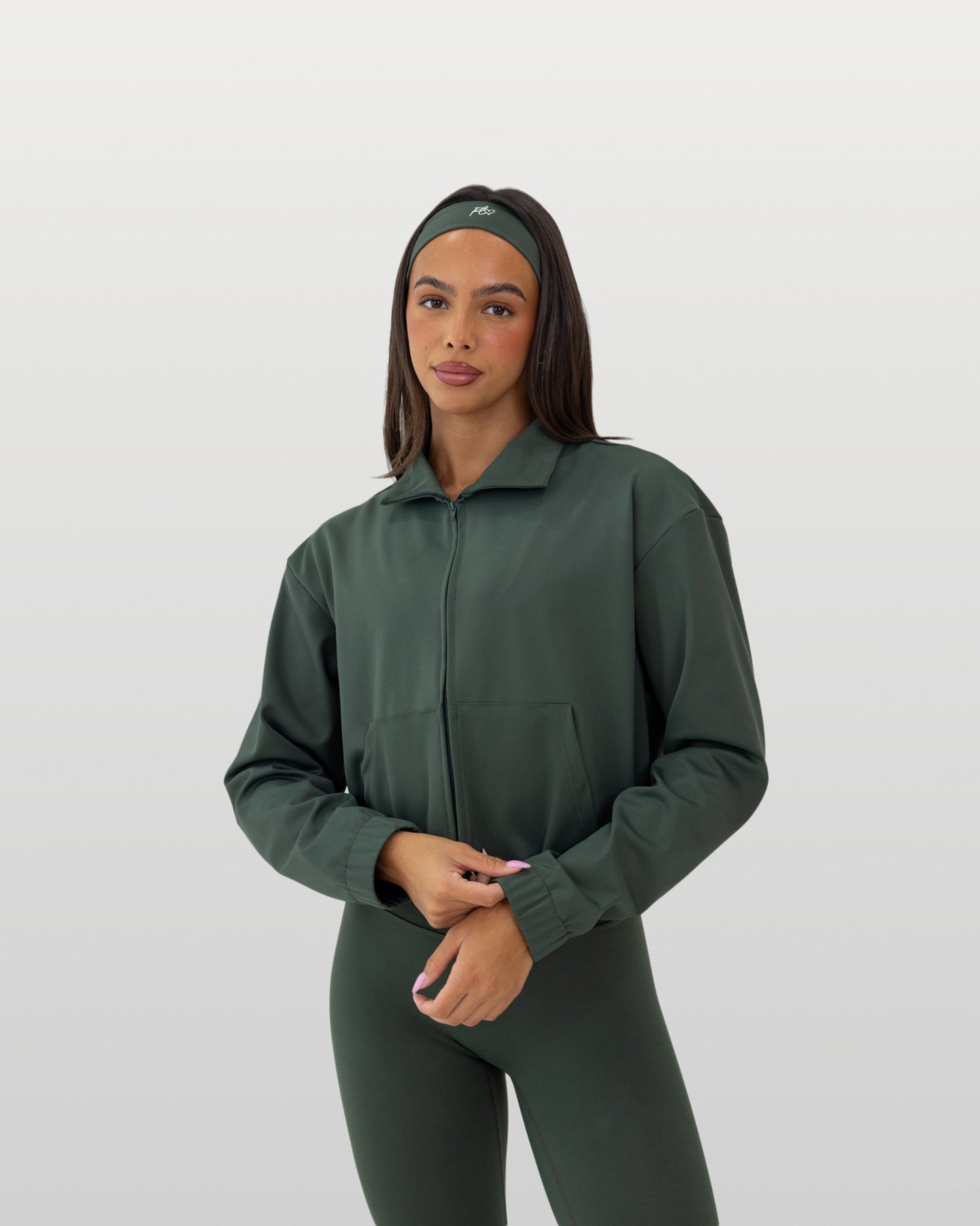 Essential full-zip funnel jacket - pine